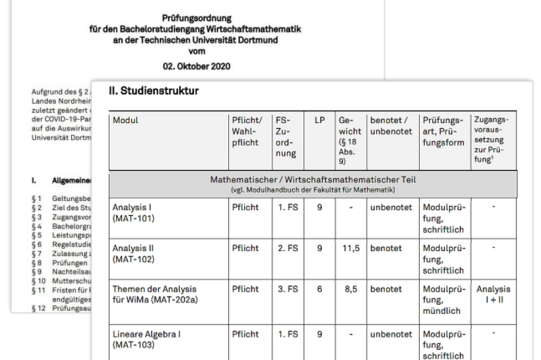 Prüfungsordnung Wirtschaftsmathematik